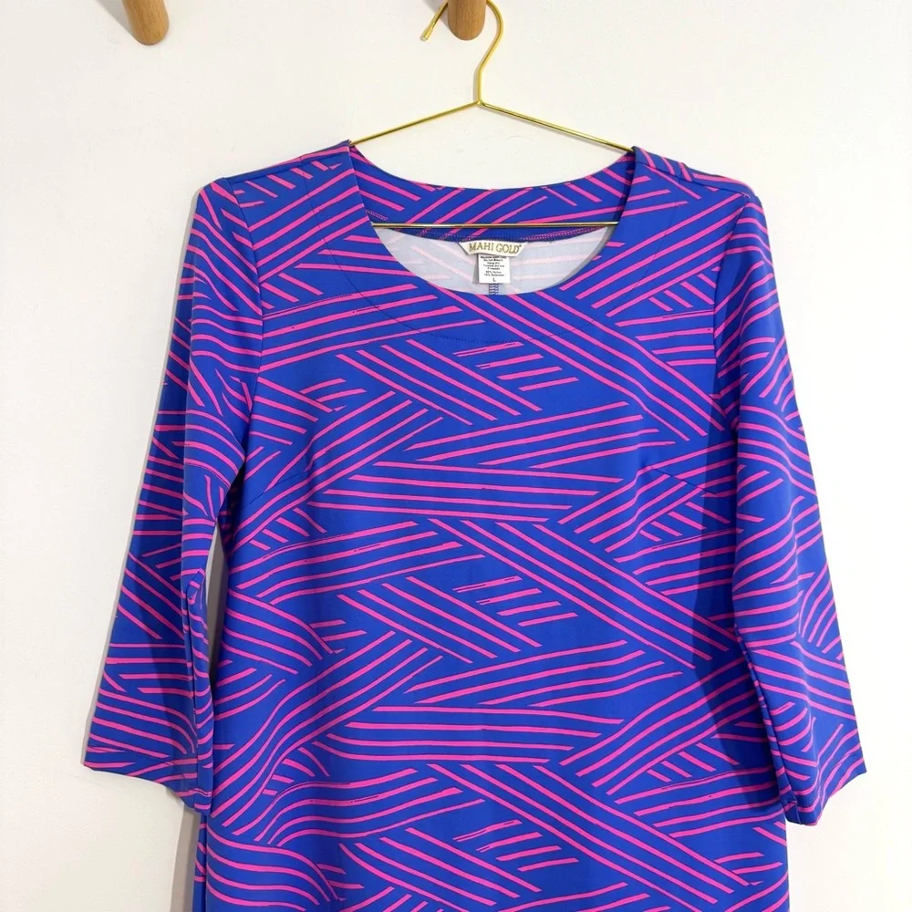 MAHI GOLD Purple & Pink Geometric Mini Dress - Picture 3 of 9